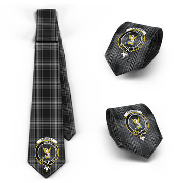 Stewart Mourning Tartan Classic Necktie with Family Crest