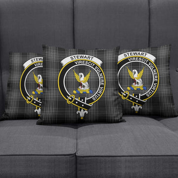 Stewart Mourning Tartan Pillow Cover with Family Crest