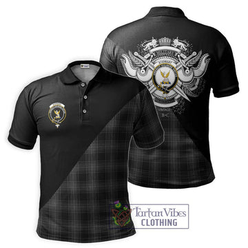 Stewart Mourning Tartan Polo Shirt with Family Crest and Military Logo Style