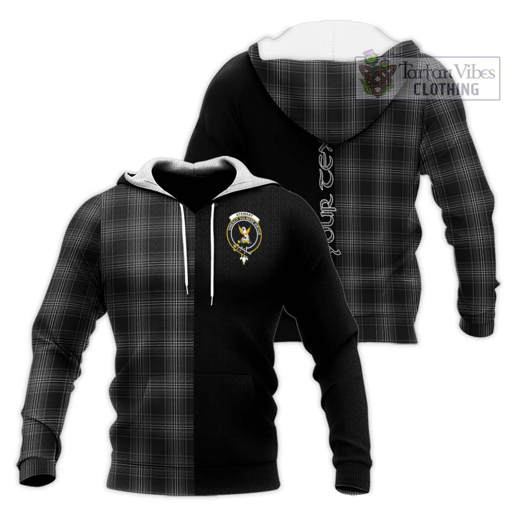 Stewart Mourning Tartan Knitted Hoodie with Family Crest and Half Of Me Style Unisex Knitted Pullover Hoodie - Tartanvibesclothing Shop