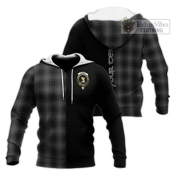 Stewart Mourning Tartan Knitted Hoodie with Family Crest and Half Of Me Style