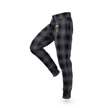 Stewart Mourning Tartan Joggers Pants with Family Crest