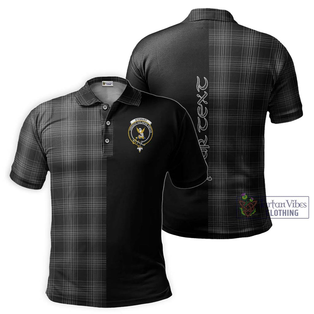 Stewart Mourning Tartan Polo Shirt with Family Crest and Half Of Me Style Kid - Tartanvibesclothing Shop