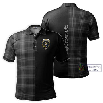 Stewart Mourning Tartan Polo Shirt with Family Crest and Half Of Me Style