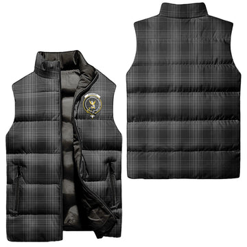 Stewart Mourning Tartan Sleeveless Puffer Jacket with Family Crest