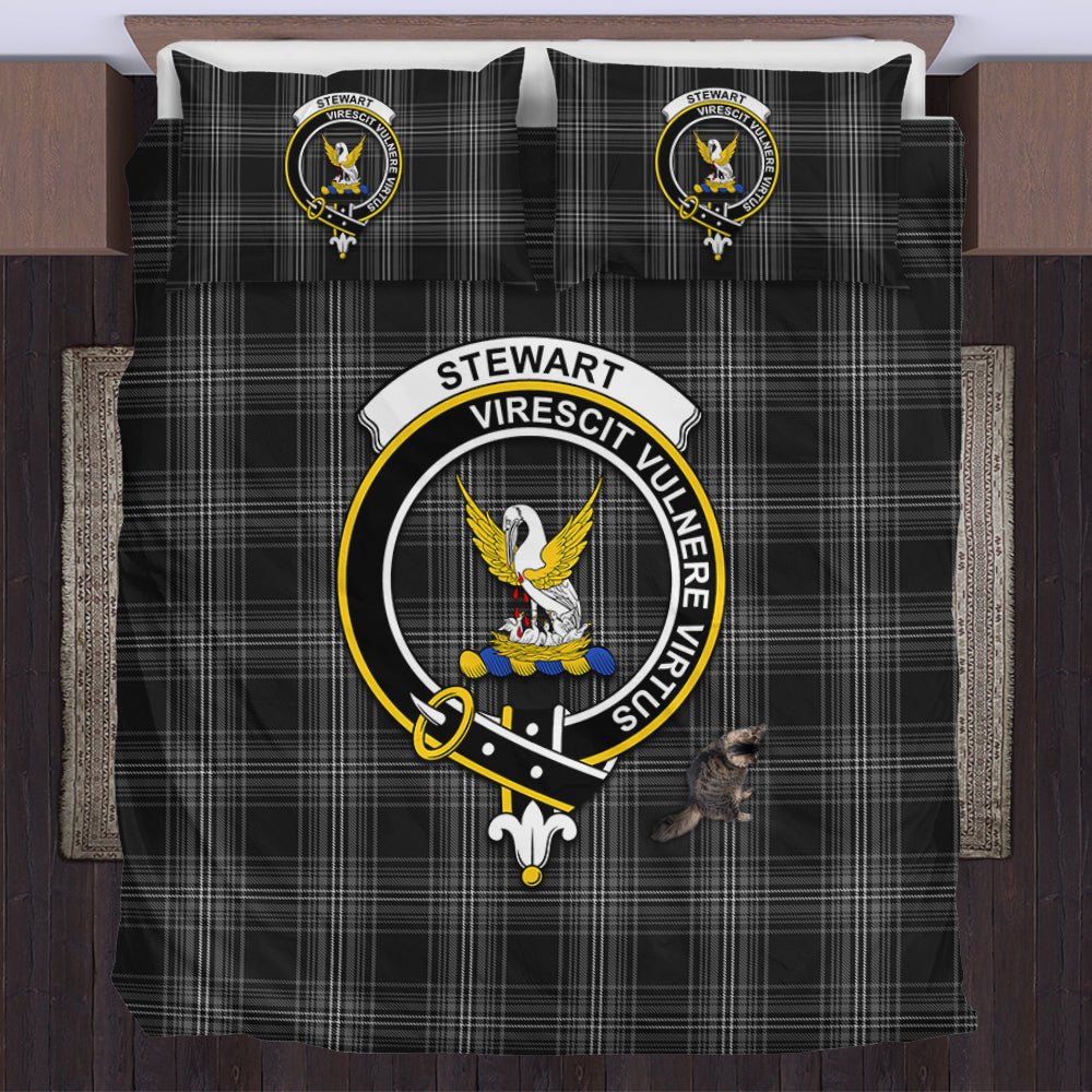 Stewart Mourning Tartan Bedding Set with Family Crest US Bedding Set - Tartan Vibes Clothing