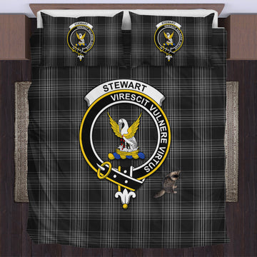 Stewart Mourning Tartan Bedding Set with Family Crest