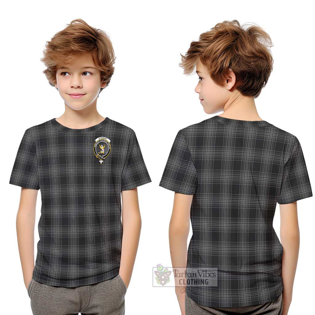 Stewart Mourning Tartan Kid T-Shirt with Family Crest Youth XL Size14 - Tartanvibesclothing Shop