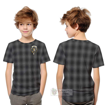 Stewart Mourning Tartan Kid T-Shirt with Family Crest