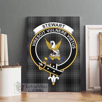 Stewart Mourning Tartan Canvas Print Wall Art with Family Crest