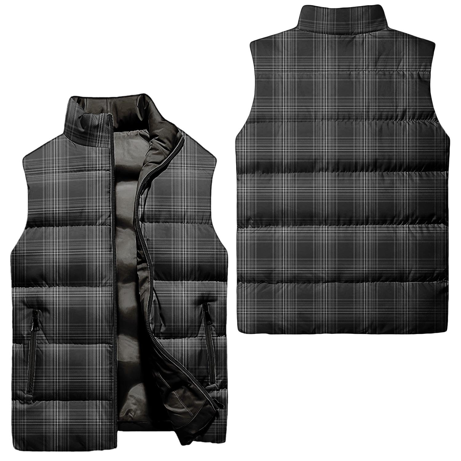 Stewart Mourning Tartan Sleeveless Puffer Jacket Unisex - Tartanvibesclothing