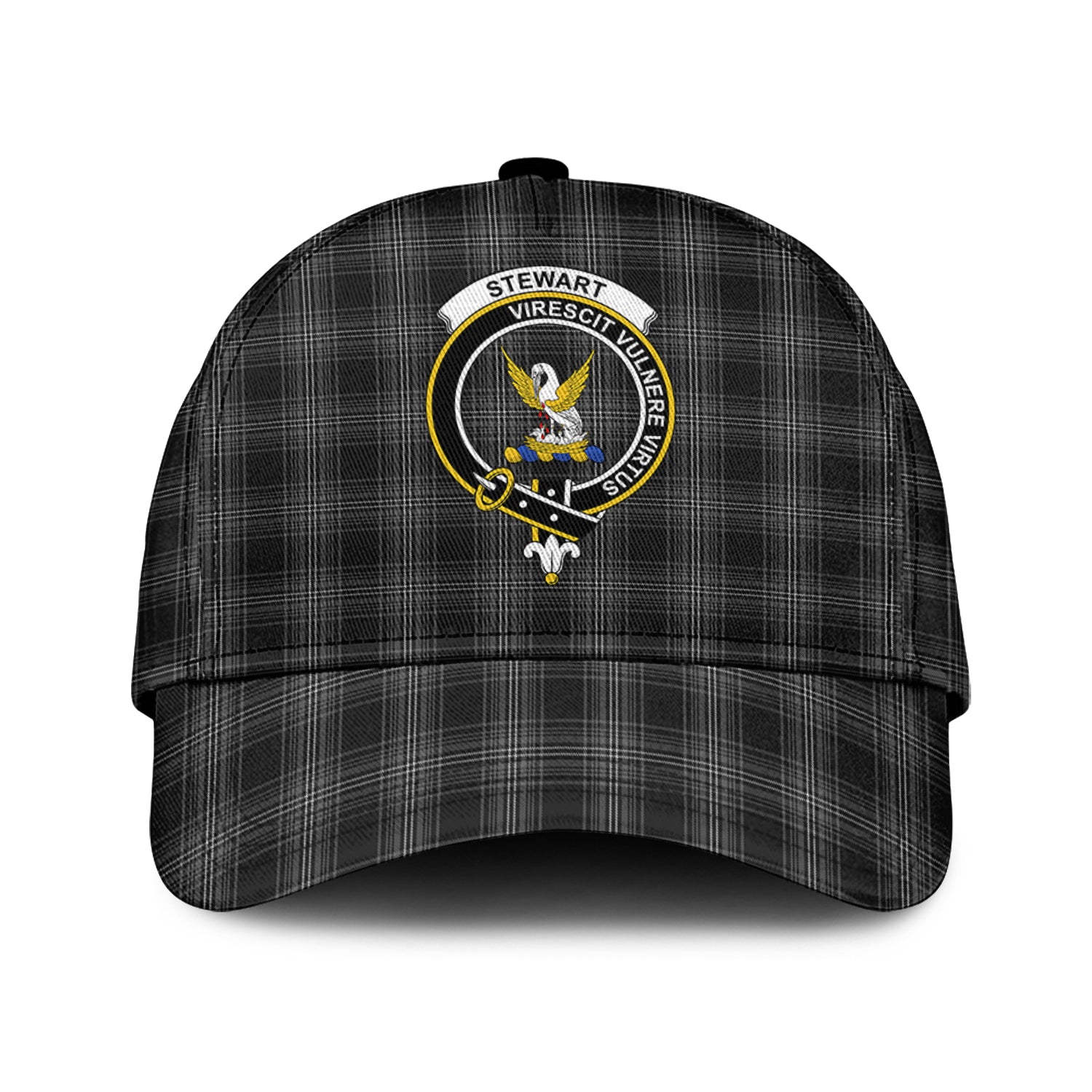 Stewart Mourning Tartan Classic Cap with Family Crest Classic Cap Universal Fit - Tartan Vibes Clothing