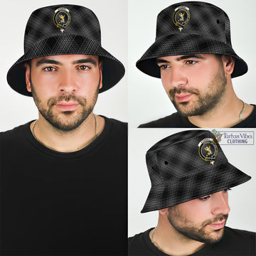 Stewart Mourning Tartan Bucket Hat with Family Crest