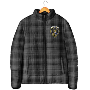 Stewart Mourning Tartan Padded Jacket with Family Crest