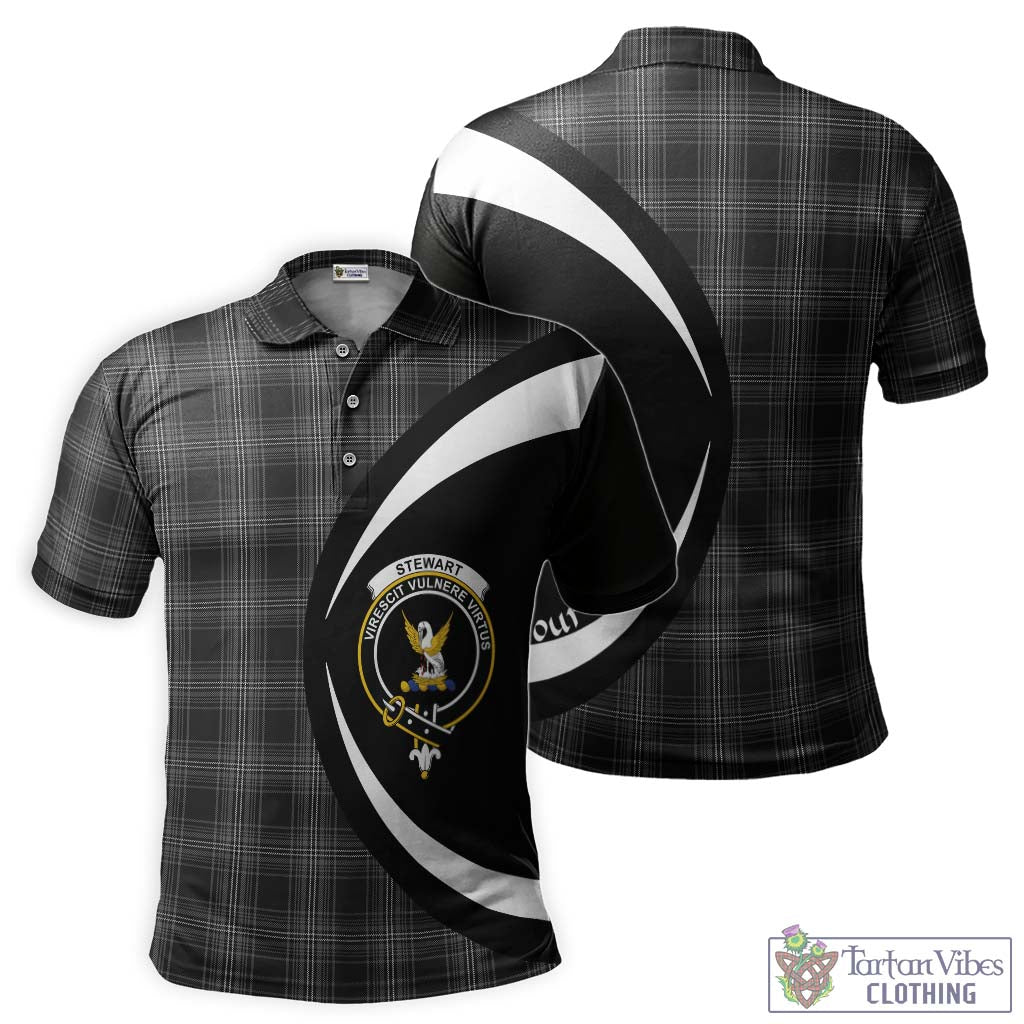 Stewart Mourning Tartan Men's Polo Shirt with Family Crest Circle Style Kid - Tartan Vibes Clothing