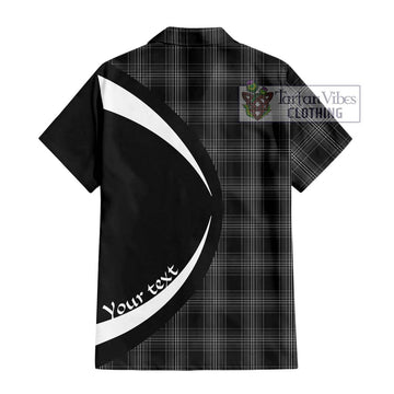 Stewart Mourning Tartan Short Sleeve Button Up with Family Crest Circle Style