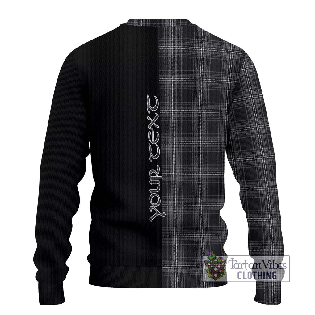 Stewart Mourning Tartan Knitted Sweater with Family Crest and Half Of Me Style - Tartanvibesclothing Shop