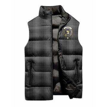 Stewart Mourning Tartan Sleeveless Puffer Jacket with Family Crest