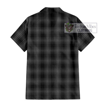 Stewart Mourning Tartan Short Sleeve Button Shirt with Family Crest DNA In Me Style