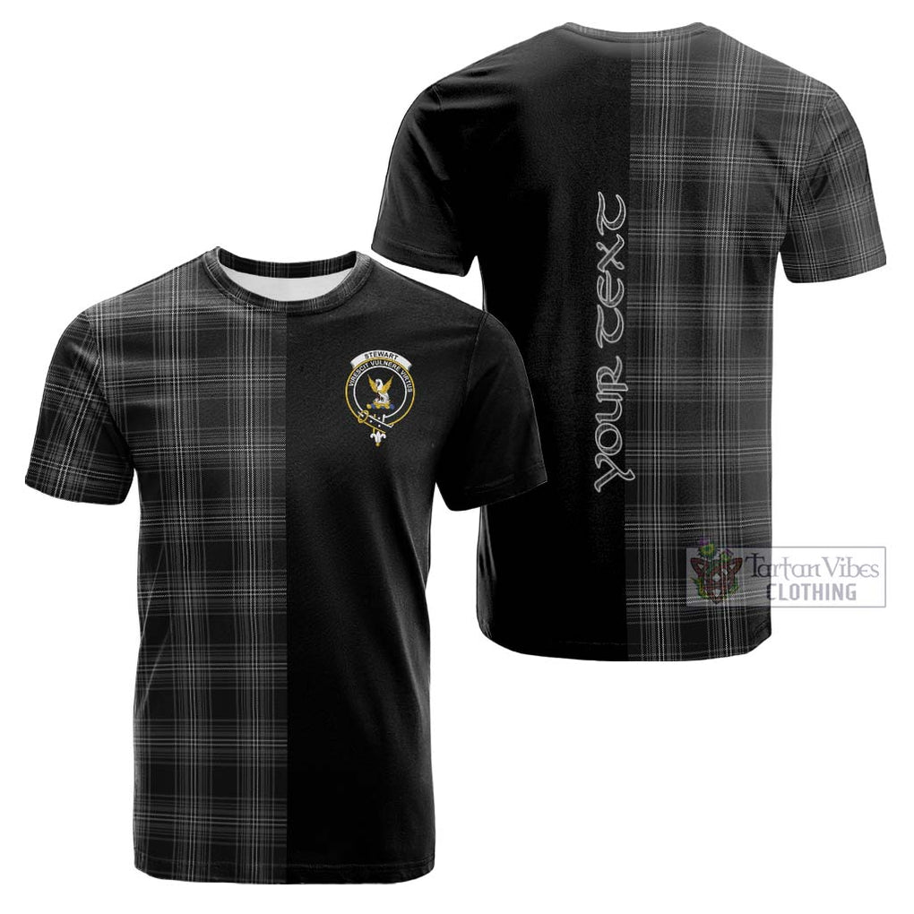 Tartan Vibes Clothing Stewart Mourning Tartan Cotton T-shirt with Family Crest and Half Of Me Style