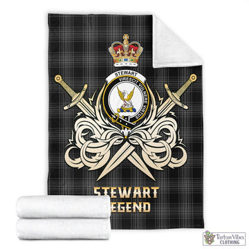 Stewart Mourning Tartan Blanket with Clan Crest and the Golden Sword of Courageous Legacy