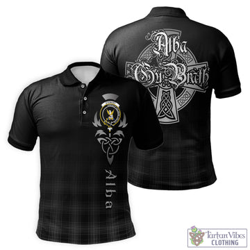 Stewart Mourning Tartan Polo Shirt Featuring Alba Gu Brath Family Crest Celtic Inspired