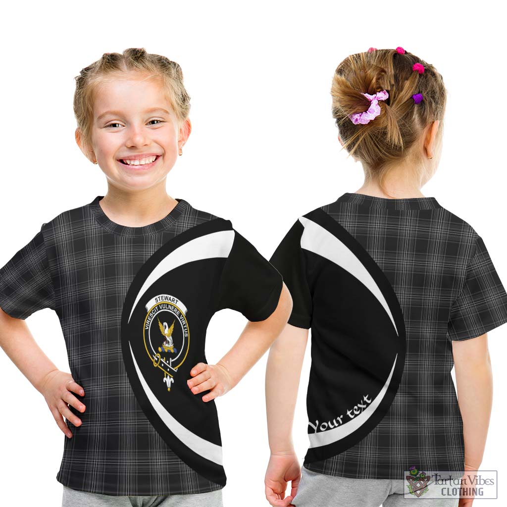 Stewart Mourning Tartan Kid T-Shirt with Family Crest Circle Style - Tartan Vibes Clothing