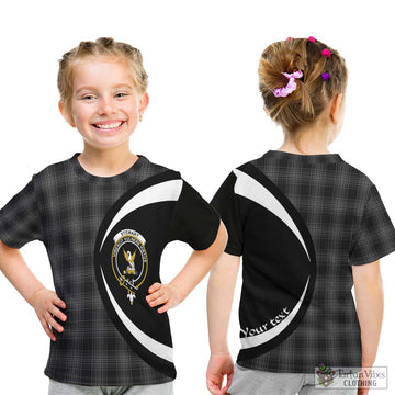 Stewart Mourning Tartan Kid T-Shirt with Family Crest Circle Style