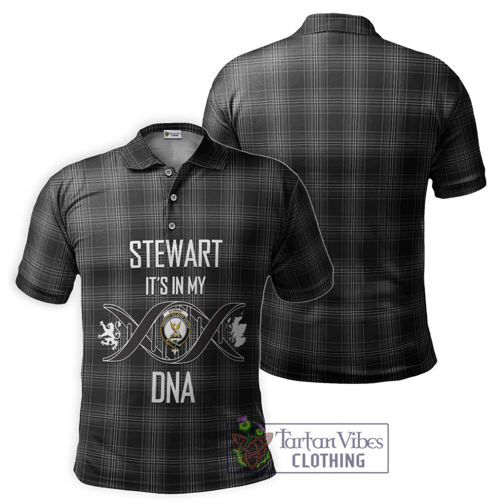 Stewart Mourning Tartan Polo Shirt with Family Crest DNA In Me Style - Tartanvibesclothing Shop