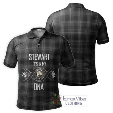 Stewart Mourning Tartan Polo Shirt with Family Crest DNA In Me Style