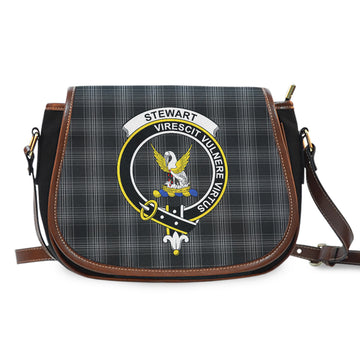 Stewart Mourning Tartan Saddle Bag with Family Crest