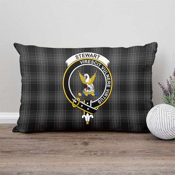 Stewart Mourning Tartan Pillow Cover with Family Crest