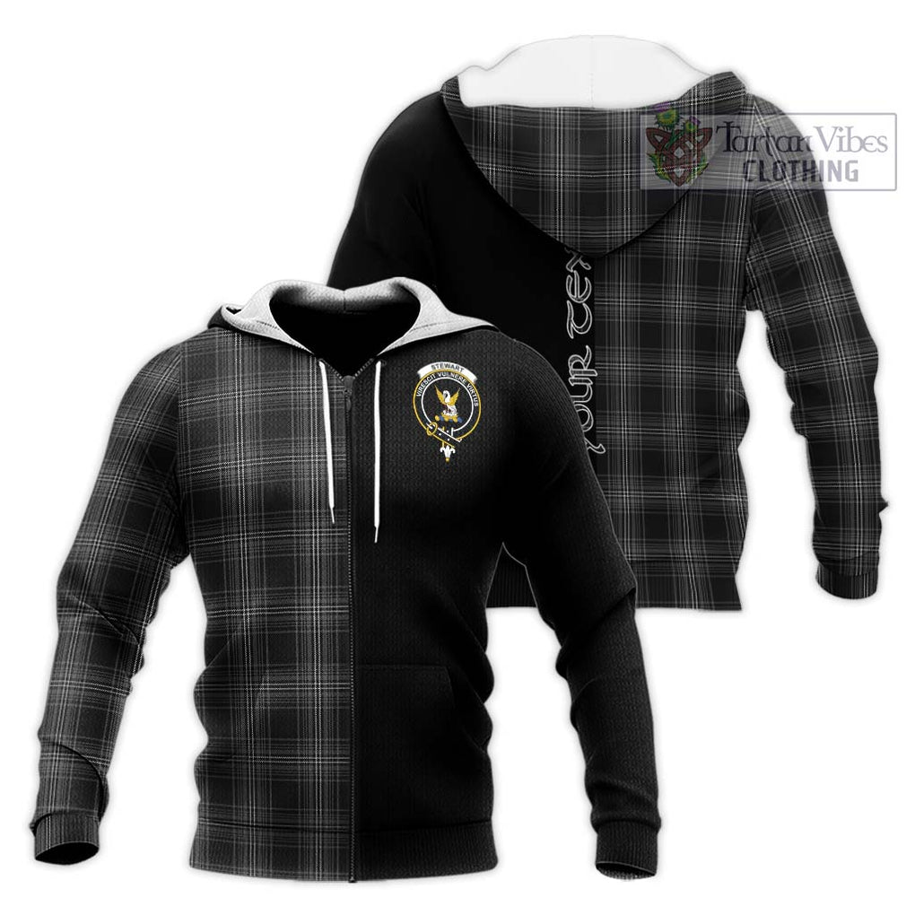 Stewart Mourning Tartan Knitted Hoodie with Family Crest and Half Of Me Style Unisex Knitted Zip Hoodie - Tartanvibesclothing Shop