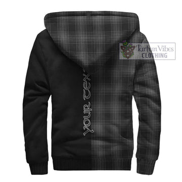 Stewart Mourning Tartan Sherpa Hoodie with Family Crest and Half Of Me Style