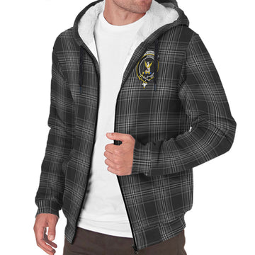 Stewart Mourning Tartan Sherpa Hoodie with Family Crest