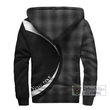 Stewart Mourning Tartan Sherpa Hoodie with Family Crest Circle Style