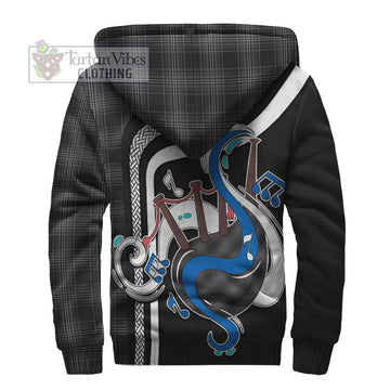 Stewart Mourning Tartan Sherpa Hoodie with Epic Bagpipe Style