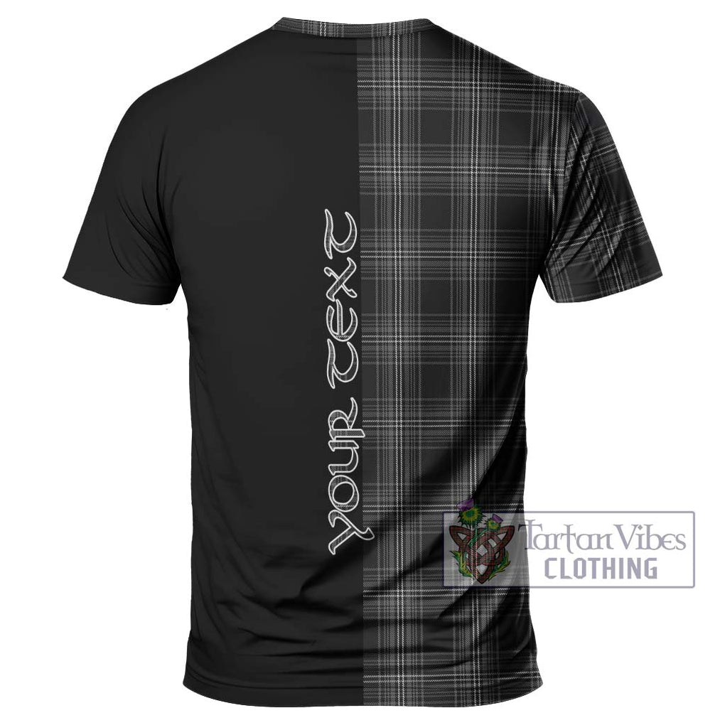 Stewart Mourning Tartan T-Shirt with Family Crest and Half Of Me Style - Tartanvibesclothing Shop