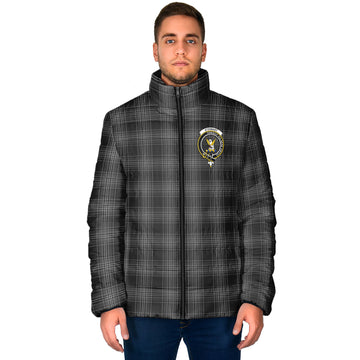 Stewart Mourning Tartan Padded Jacket with Family Crest