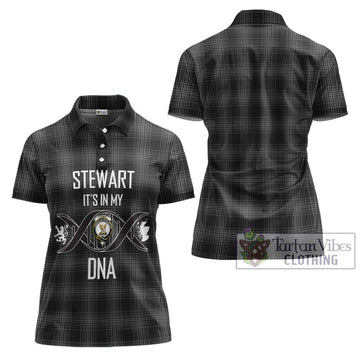 Stewart Mourning Tartan Women's Polo Shirt with Family Crest DNA In Me Style