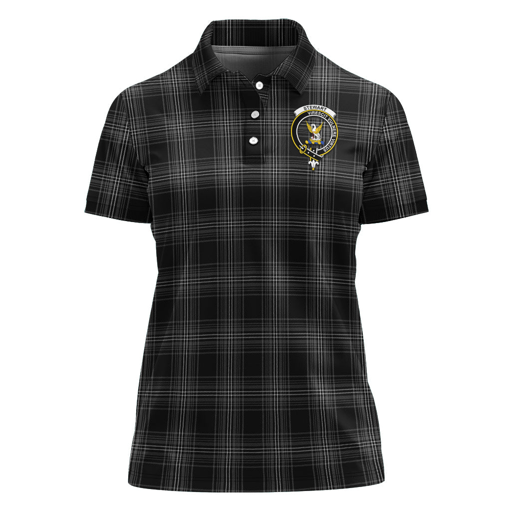 Stewart Mourning Tartan Polo Shirt with Family Crest For Women - Tartan Vibes Clothing