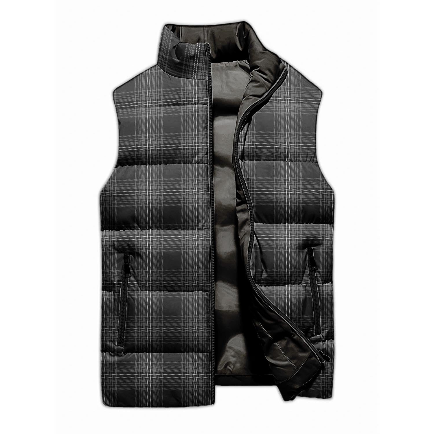 Stewart Mourning Tartan Sleeveless Puffer Jacket - Tartanvibesclothing