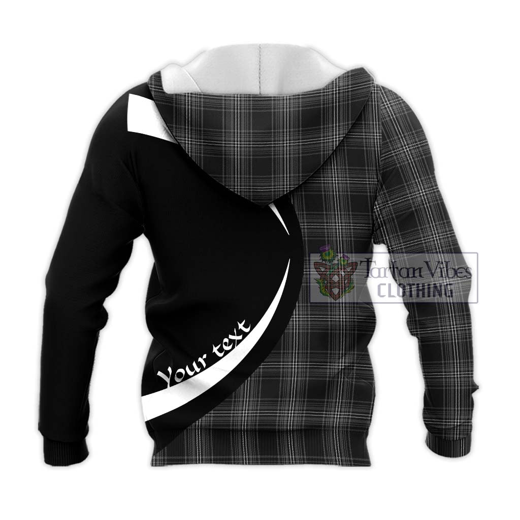 Stewart Mourning Tartan Knitted Hoodie with Family Crest Circle Style - Tartan Vibes Clothing