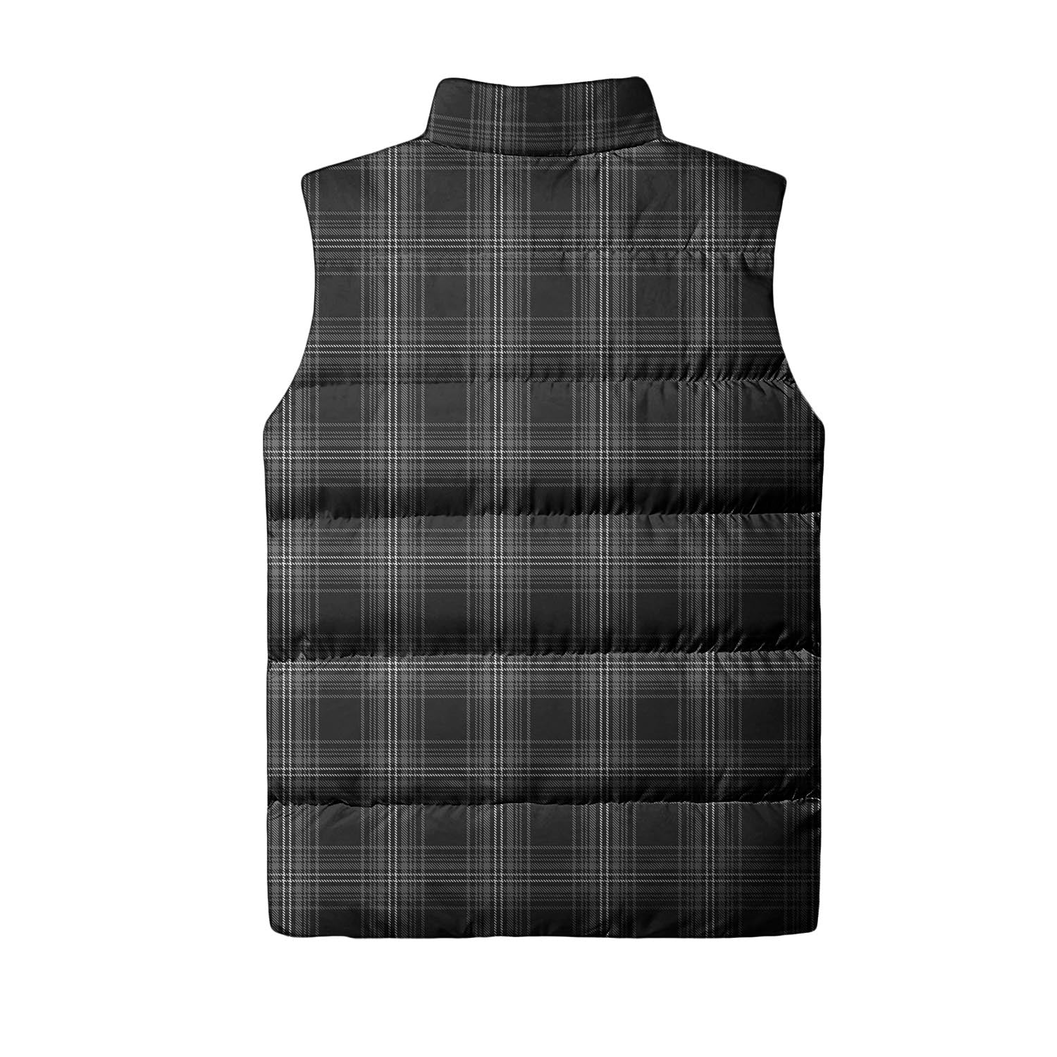 Stewart Mourning Tartan Sleeveless Puffer Jacket with Family Crest - Tartanvibesclothing