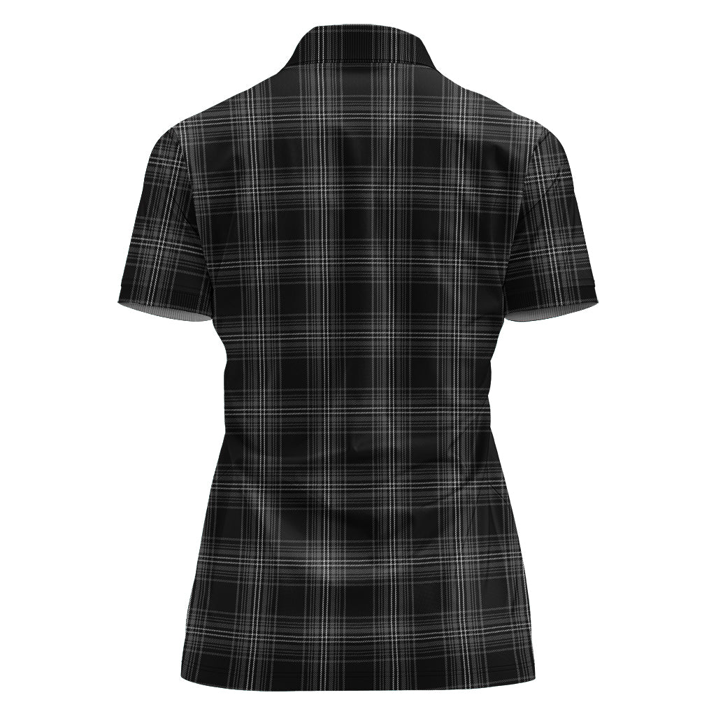 Stewart Mourning Tartan Polo Shirt with Family Crest For Women - Tartan Vibes Clothing