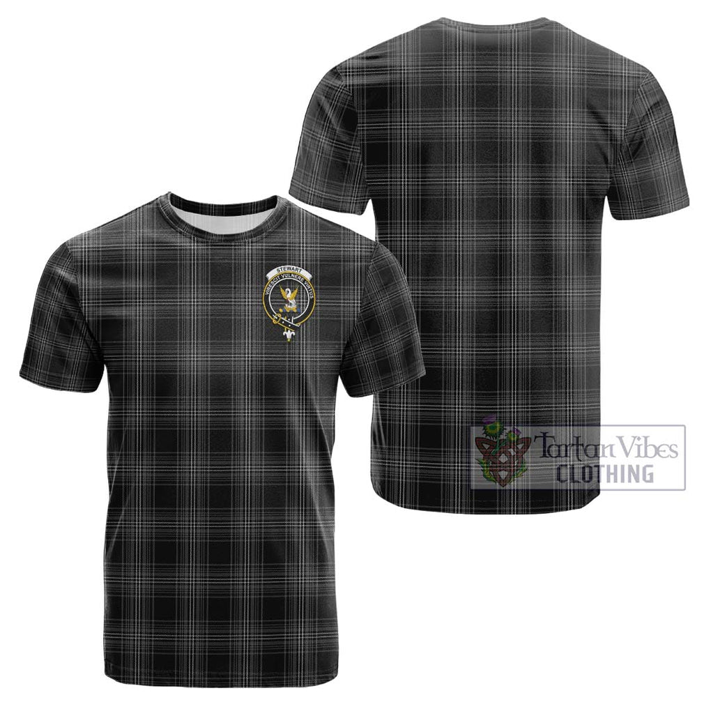 Stewart Mourning Tartan Cotton T-Shirt with Family Crest Kid's Shirt - Tartanvibesclothing Shop