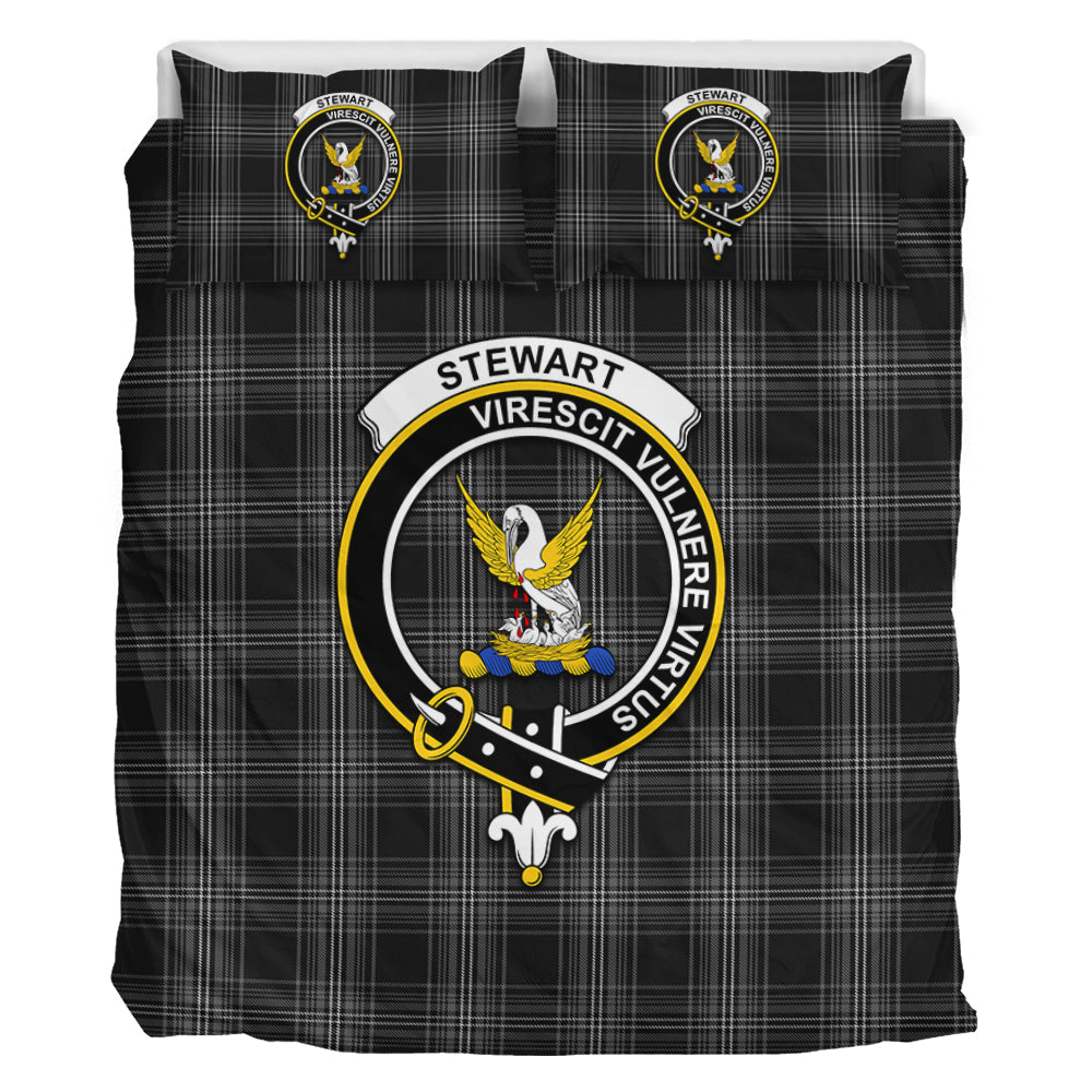 Stewart Mourning Tartan Bedding Set with Family Crest - Tartan Vibes Clothing