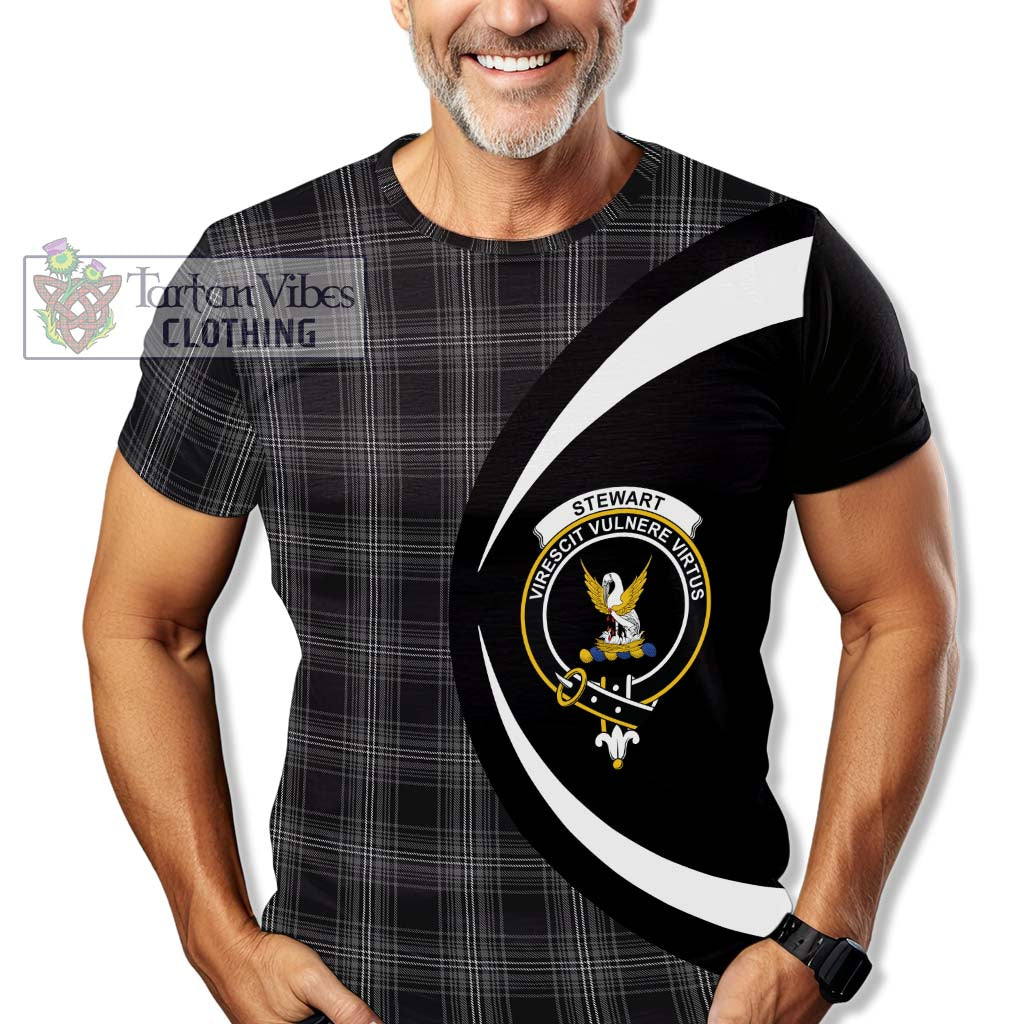 Tartan Vibes Clothing Stewart Mourning Tartan T-Shirt with Family Crest Circle Style