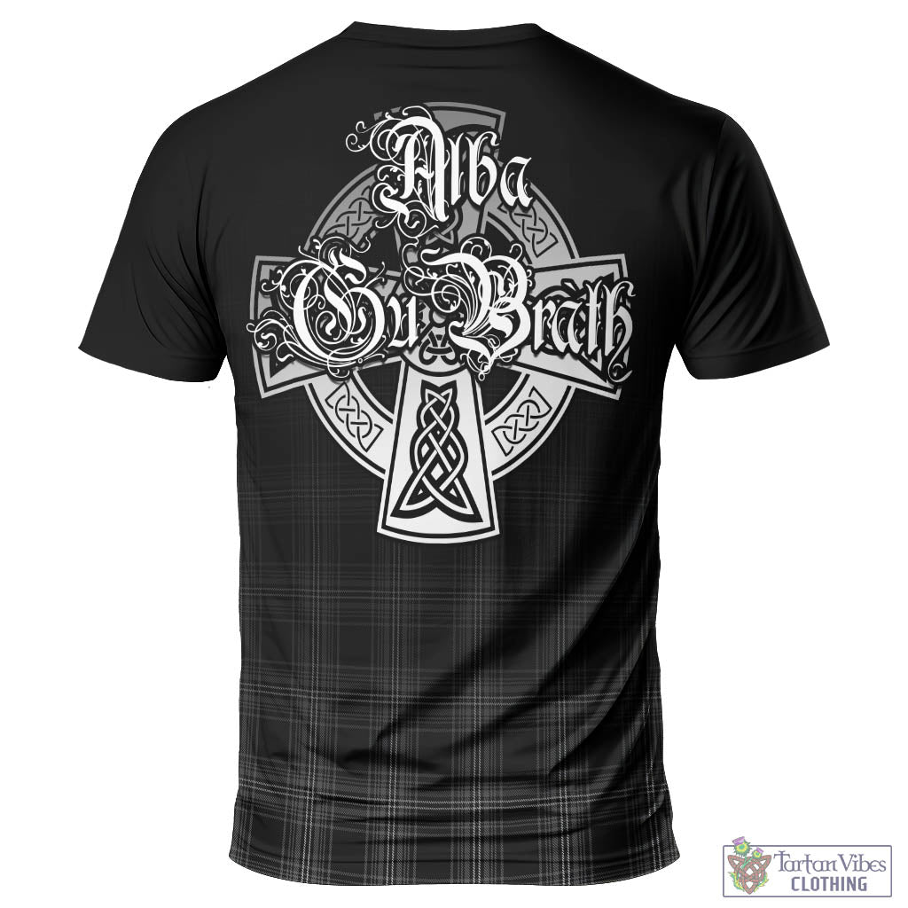 Tartan Vibes Clothing Stewart Mourning Tartan T-Shirt Featuring Alba Gu Brath Family Crest Celtic Inspired