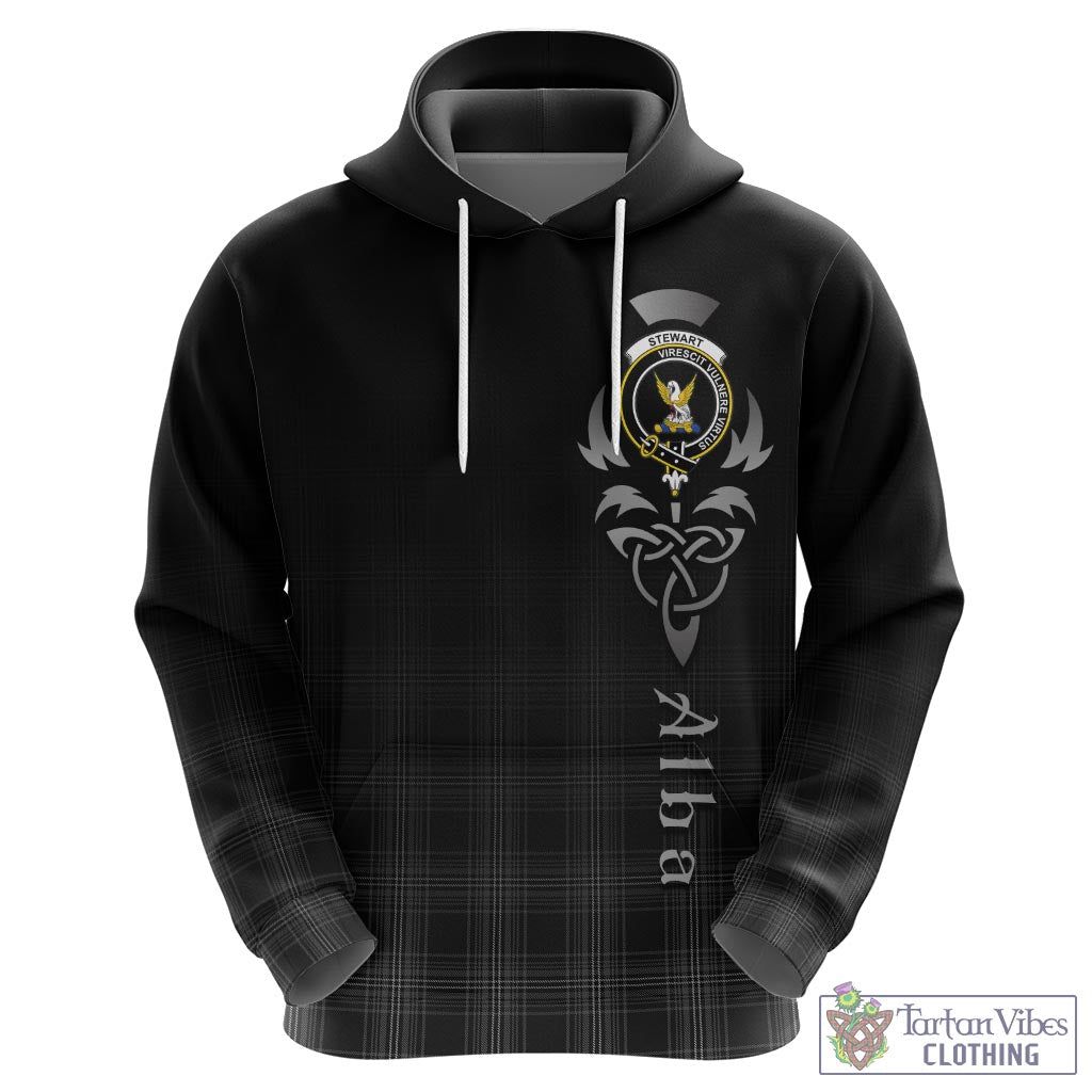 Tartan Vibes Clothing Stewart Mourning Tartan Hoodie Featuring Alba Gu Brath Family Crest Celtic Inspired